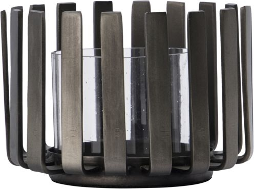 Fyrfadsstage House Doctor Bars i rå sort jern og glas Ø10ÃH7,5 cm minimalistisk lysestage